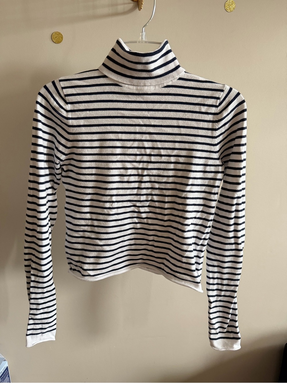 Twik by Simons Striped Cropped Turtleneck Size Small – Black & White Long Sleeve - Picture 3 of 9